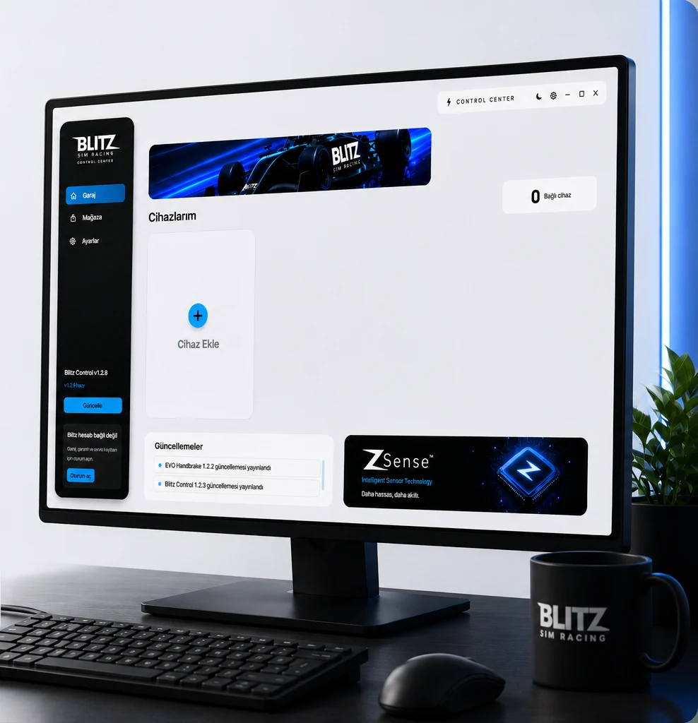 Blitz Control yazılımının masaüstü monitörde görünümü